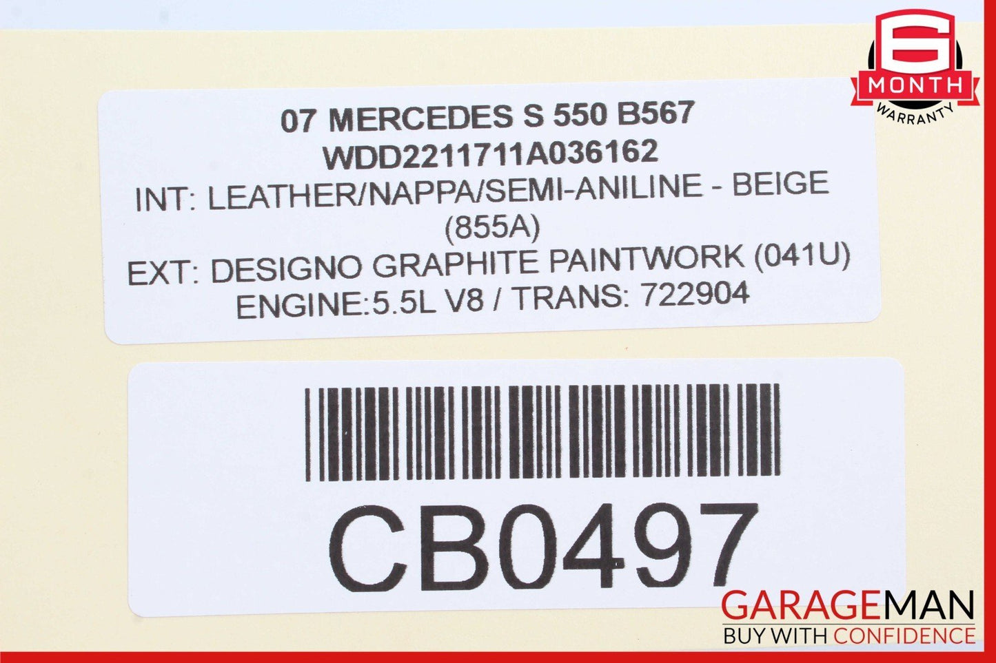 07-09 Mercedes W221 S550 S600 Front Right Side Mirror Door Rear View OEM