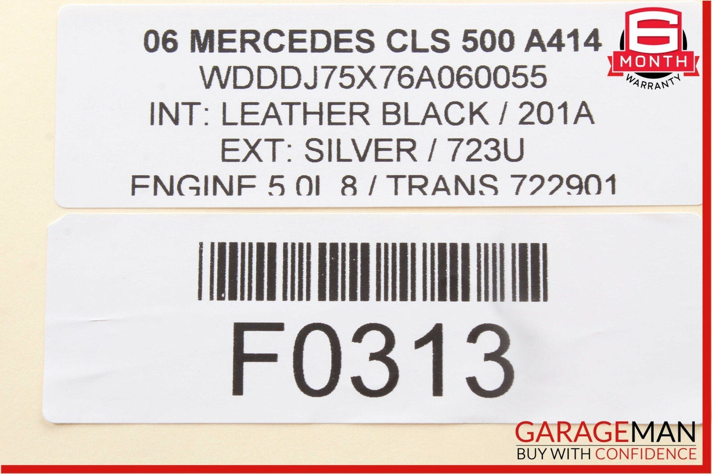 06-11 Mercedes W219 CLS500 Front Right Side Sunvisor Sun Visor Shade Suede Gray