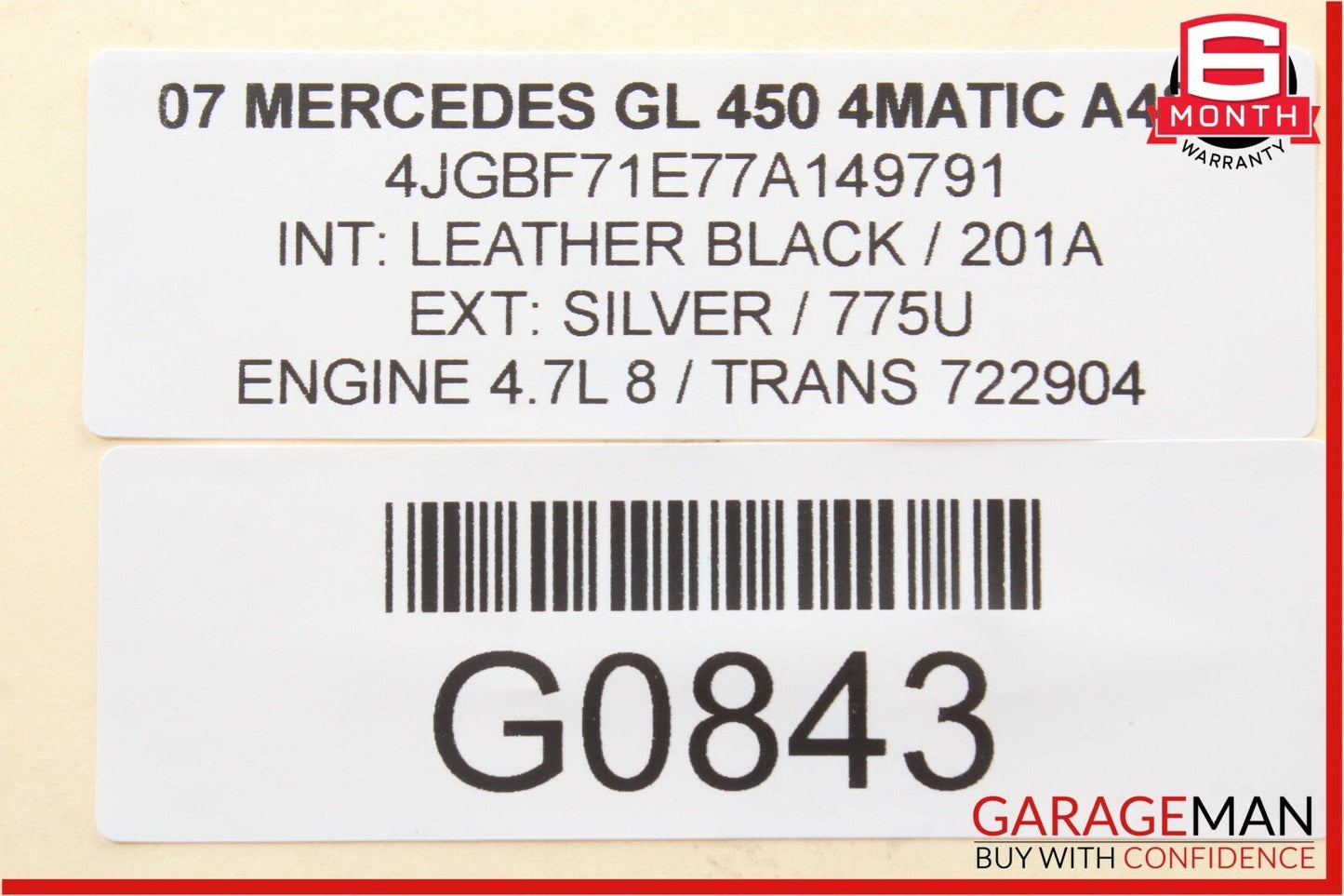 06-12 Mercedes X164 GL450 ML550 Front Right Side Sun Visor Sunvisor Shade