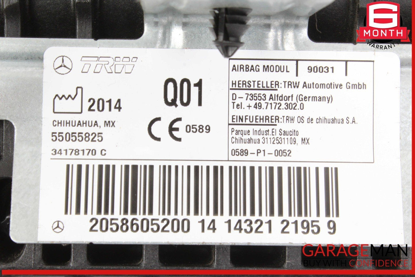 15-20 Mercedes W205 C300 Front Right Side Dashboard Dash Air Bag Airbag OEM