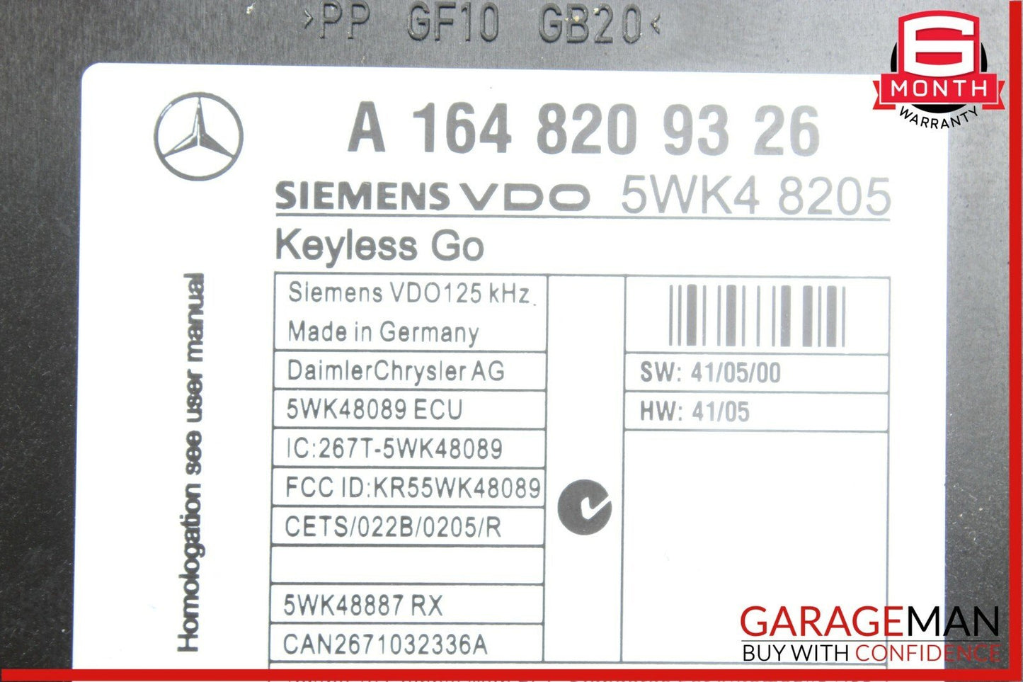06-12 Mercedes X164 GL450 GL550 Keyless Go Key Less Go Control Module Unit OEM
