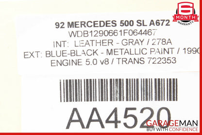 90-99 Mercedes R129 500SL SL500 S500 400SEL Engine Motor Starter 0041517801 OEM