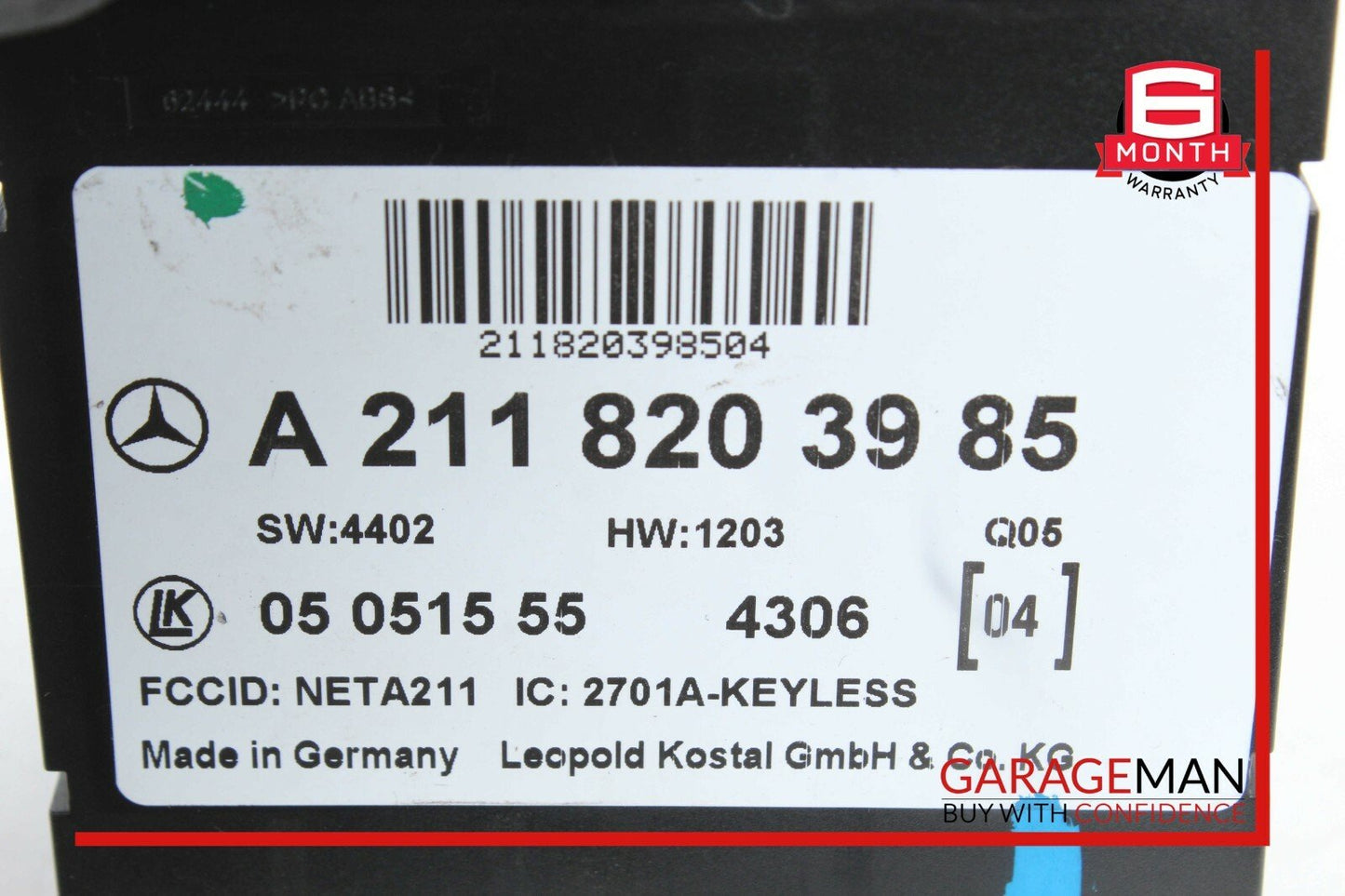 03-11 Mercedes E320 E55 E63 CLS63 AMG Keyless Go Entry Computer Control Module