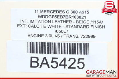 08-14 Mercedes W204 C250 C300 Rear Left Driver Side Exterior Door Handle White