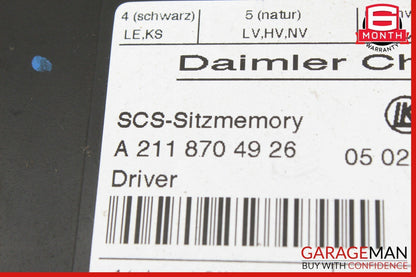 03-11 Mercedes SLK280 E350 CLS500 Front Left Side Under Seat Control Module Unit