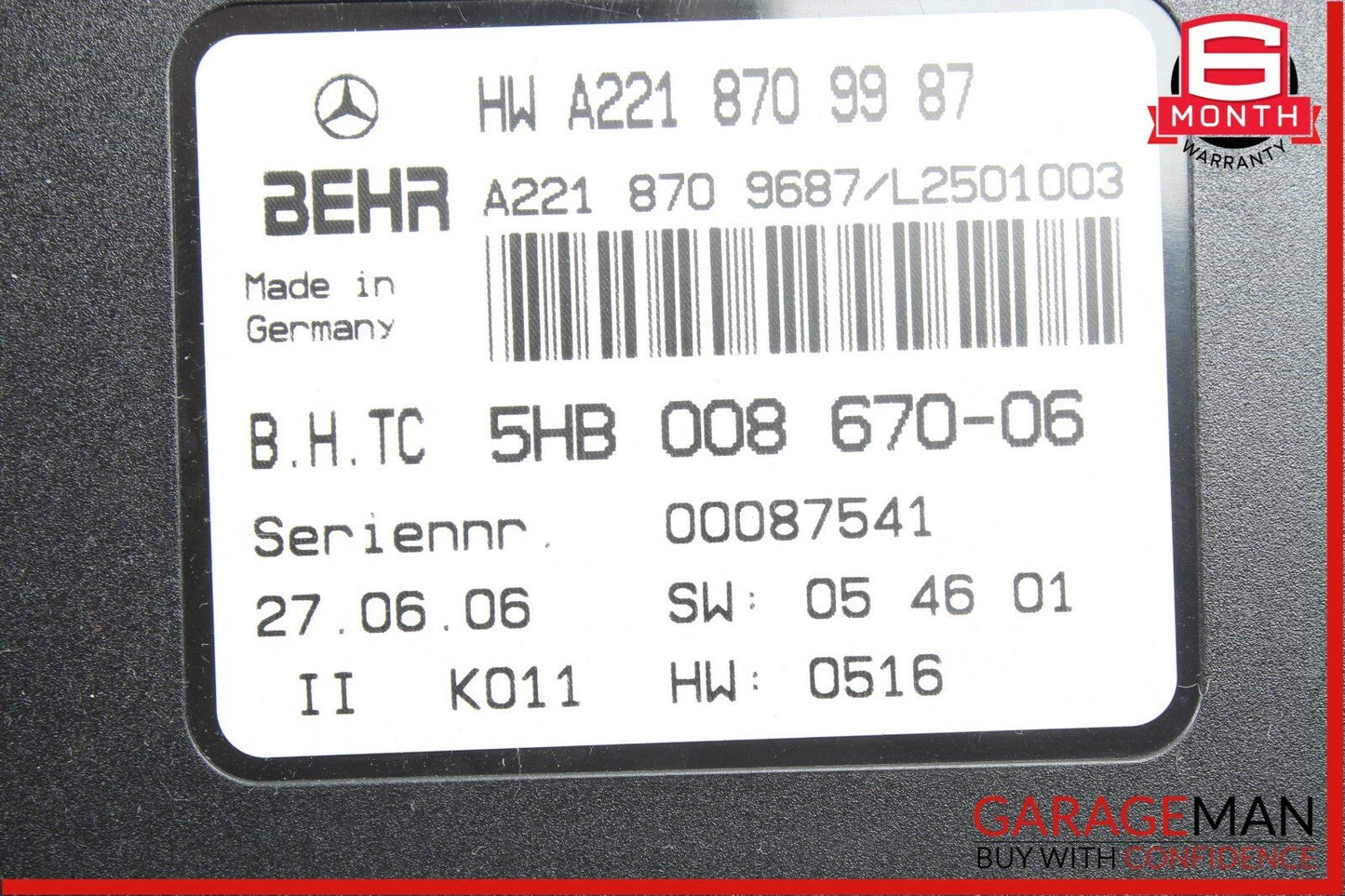 07-14 Mercedes W221 S550 CL550 AC A/C Heater Blower Motor Control Module Unit