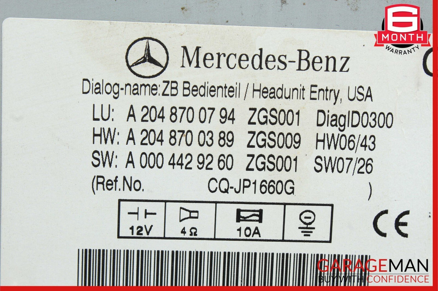 08-11 Mercedes W204 C300 C350 Navigation Command Head Unit DVD CD Audio OEM