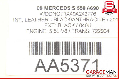 07-09 Mercedes W221 S550 Front Left / Right Top Upper Seat Cushion Cover Black