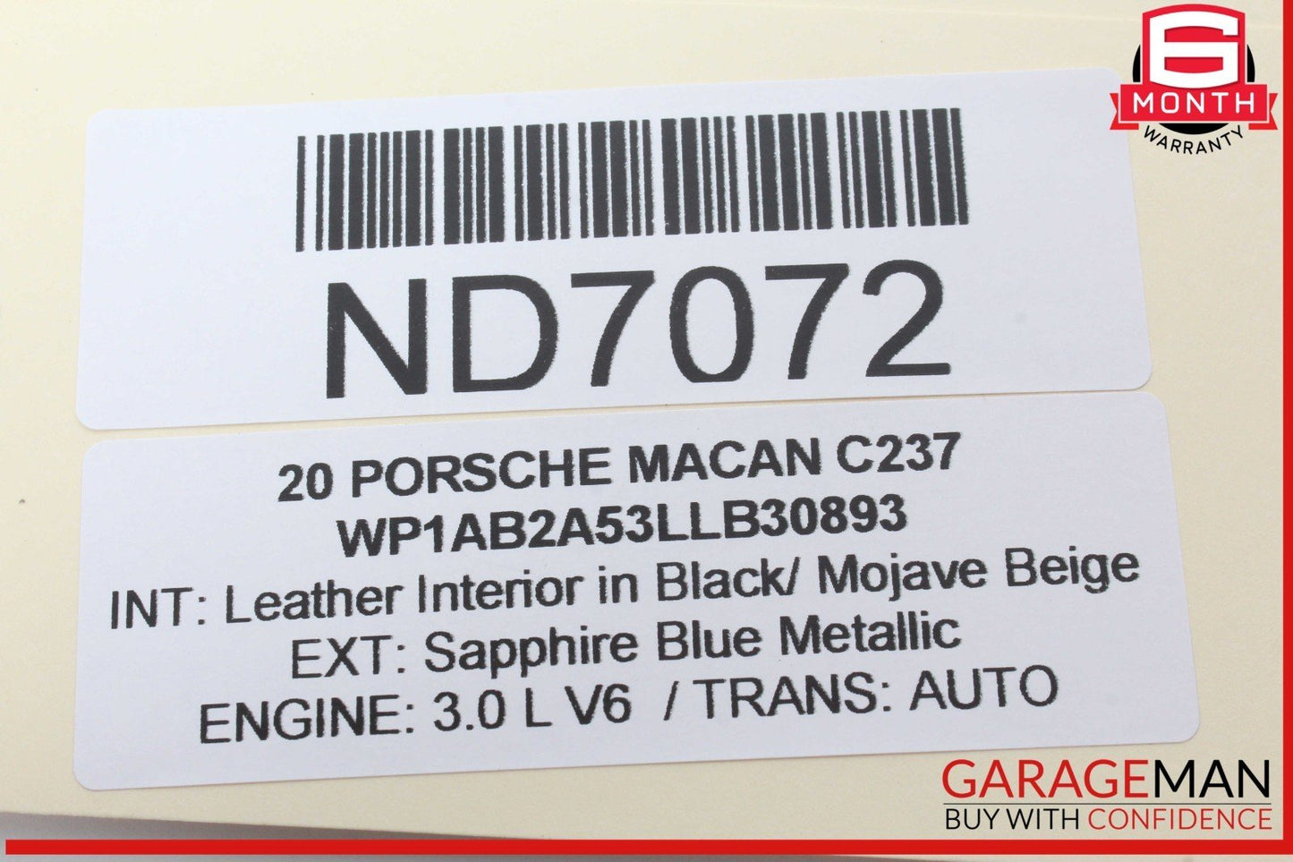 19-23 Porsche Macan 95B Front Windshield View Camera 95B980654A OEM