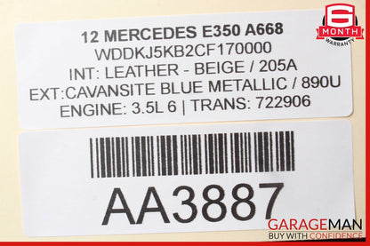 10-16 Mercedes W212 E350 E400 Front Right Bottom Lower Seat Cushion Beige OEM