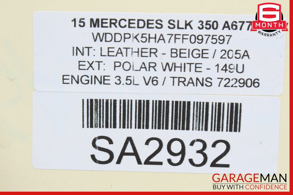 12-20 Mercedes R172 SLK350 SLC300 Power Brake Booster Master Cylinder Reservoir