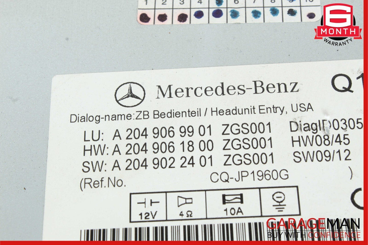 08-11 Mercedes W204 C250 C300 Navi Navigation Command Head Unit DVD CD Audio