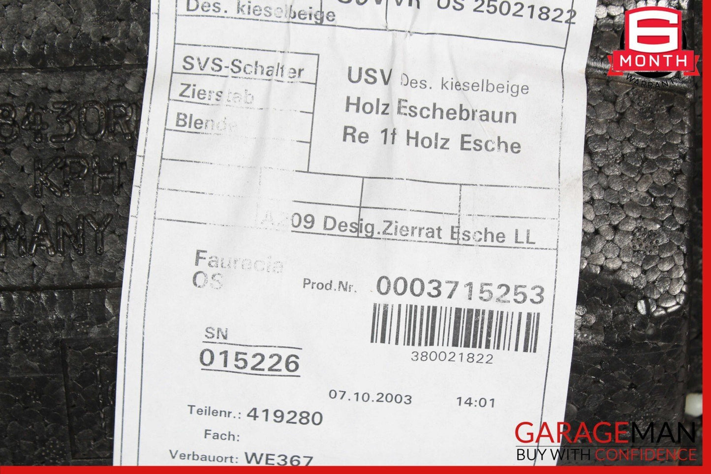 03-05 Mercede W209 CLK500 Convertible Door Panel Front Right Side Gray OEM