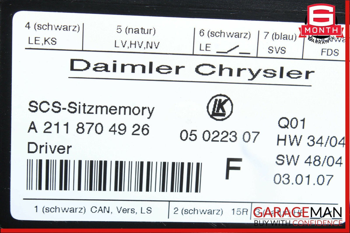 Mercedes W211 E350 CLS550 GL550 Front Left Side Under Seat Control Module OEM