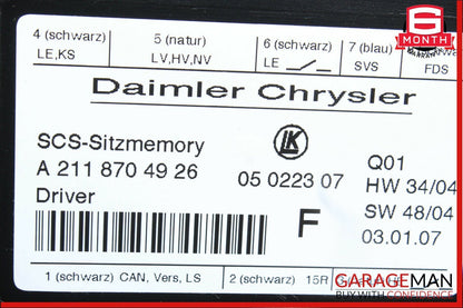 Mercedes W211 E350 CLS550 GL550 Front Left Side Under Seat Control Module OEM