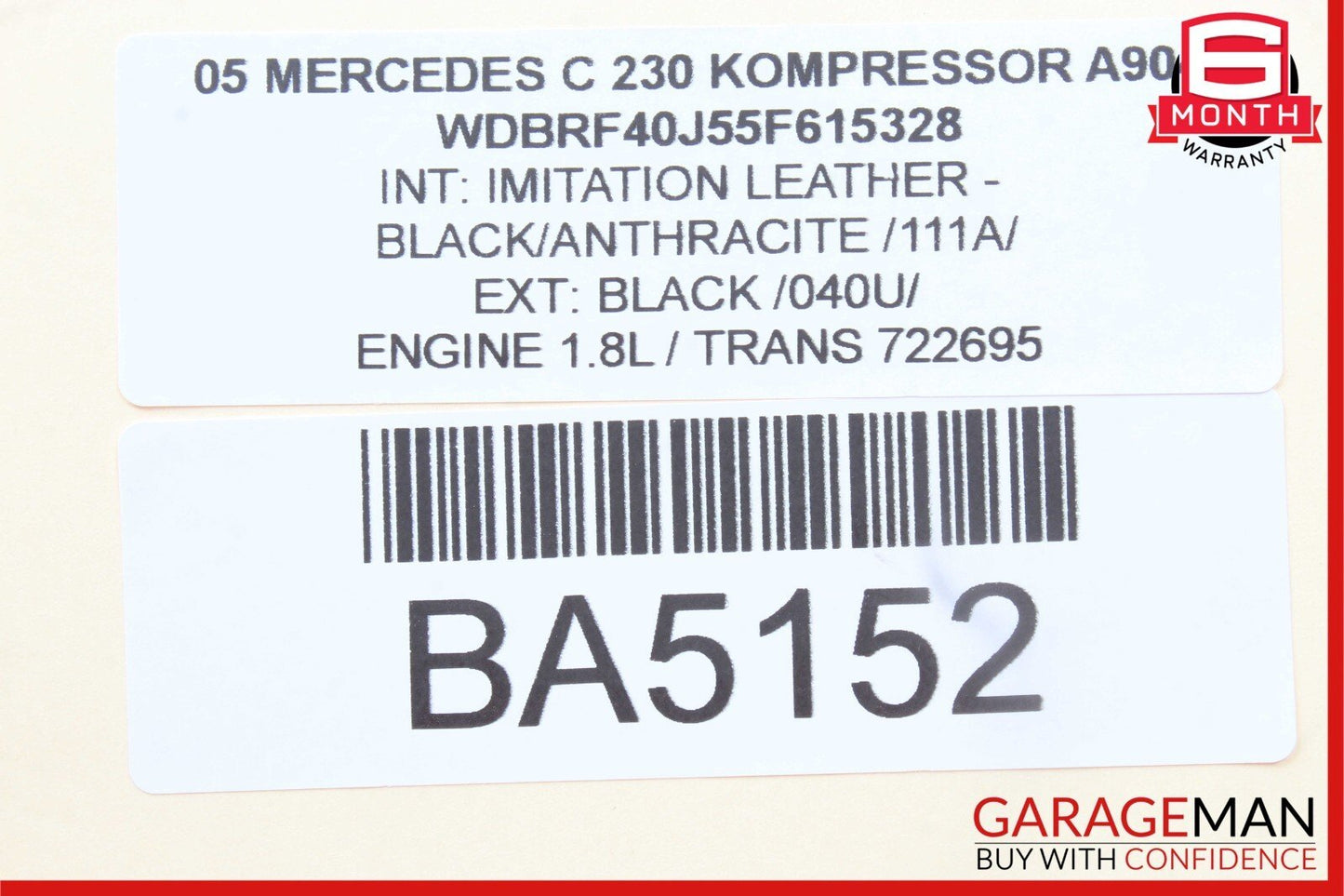 05-07 Mercedes W203 C230 C280 C320 Rear Left Side Exterior Door Handle Black