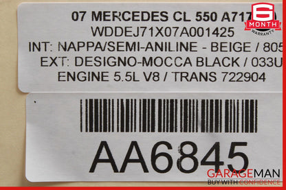 07-14 Mercedes W216 CL550 Rear Left Bottom Lower Seat Cushion Beige