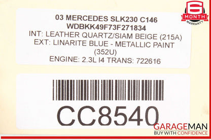 97-04 Mercedes R170 SLK230 Rear Left Spindle Knuckle Hub Assembly OEM