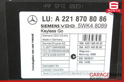 07-14 Mercedes S550 S600 Keyless Go Door Entry Control Controller Module Unit
