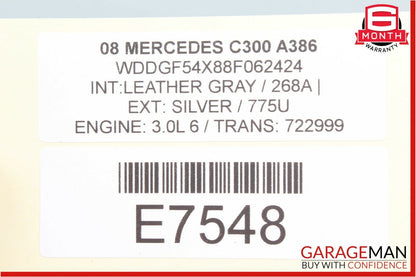 08-11 Mercedes W204 C250 C300 Trunk Lid Latch Lock Actuator Cylinder w/ Key OEM