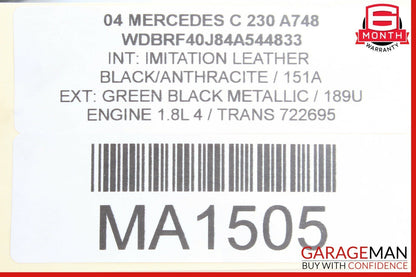01-07 Mercedes W203 C230 Rear Left Driver Side Exterior Door Handle Green Black