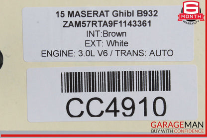 14-22 Maserati Ghibli M157 Rear Right Side Door Shell Frame Panel White OEM