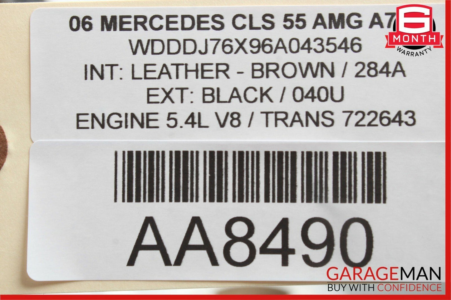 06-11 Mercedes W219 CLS55 Rear Right Side Interior Door Trim Panel Brown