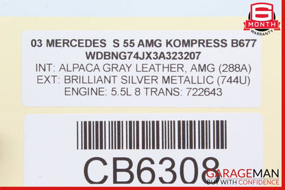 00-06 Mercedes W220 S55 CL55 AMG S500 Front Relay Fuse Box 2205450301 OEM