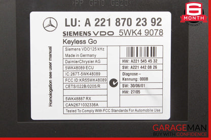 07-10 Mercedes W221 S550 CL550 S400 S600 Keyless Go Control Module Unit OEM