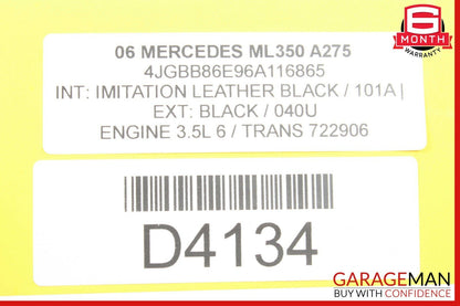 06-12 Mercedes W164 ML350 GL450  Sun Visor Sunvisor Left Driver Side Gray OEM
