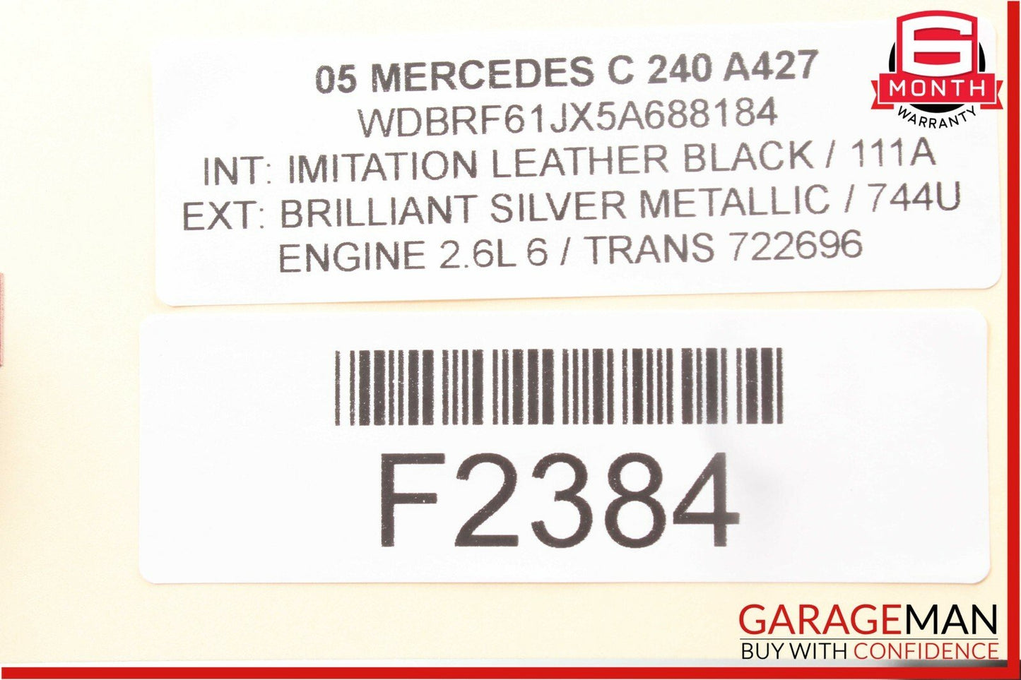 01-09 Mercedes W203 C240 C320 CLK320 Interior Top Upper Rear View Mirror Gray
