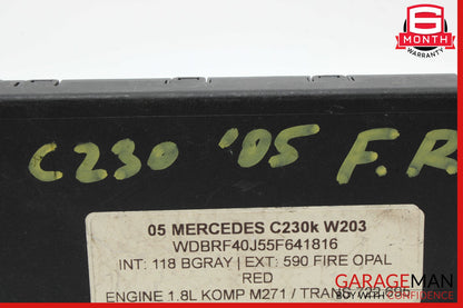01-07 Mercedes W203 C230 Front Right Door Control Module 2038201485 OEM