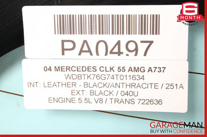 03-09 Mercedes W209 CLK55 AMG Soft Top Convertible Rear Windshield Window Glass