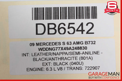 08-09 Mercedes W221 S63 AMG Rear Right Passenger Side Door Panel Black OEM