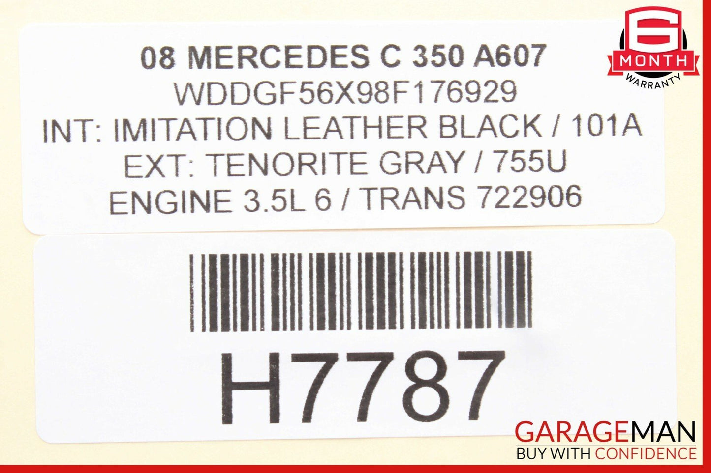 08-09 Mercedes W204 C300 C63 AMG Front Left Side Mirror Rear View Door Grey