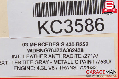03-06 Mercedes W220 S430 Front Left Side Seat Valve Block Module Assembly OEM