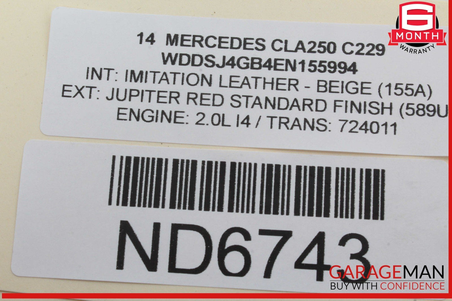 14-18 Mercedes W117 CLA250 CLA45 Rear Right Side Door Window Regulator Motor OEM