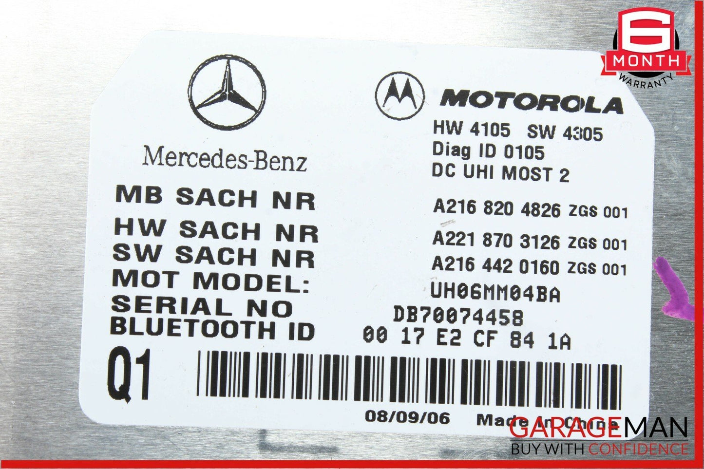 07-09 Mercedes W221 S550 S65 AMG Bluetooth Mobile Cell Phone Control Module Unit