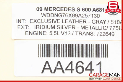 07-09 Mercedes W221 S550 S600 Interior Top Upper Rear View Mirror Grey