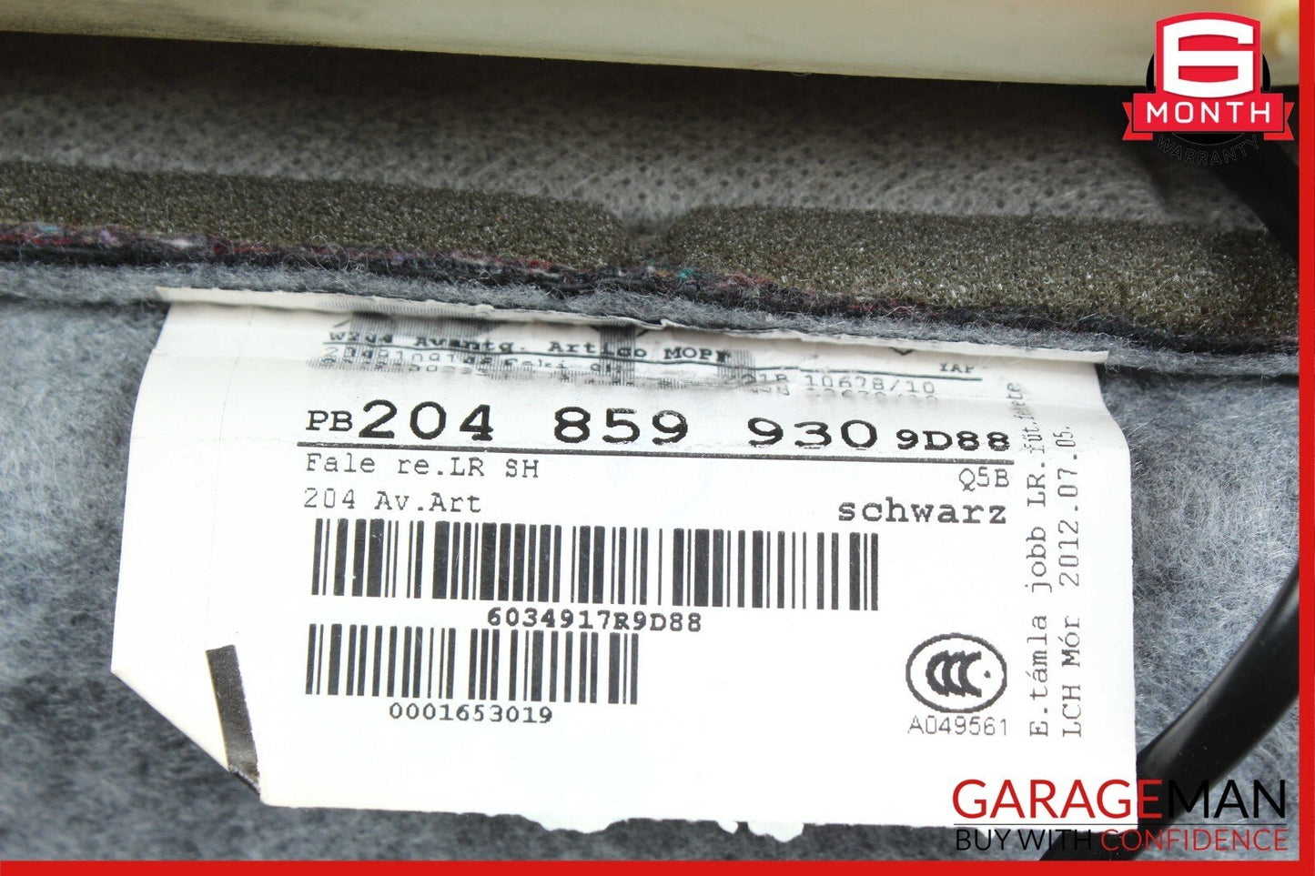 12-14 Mercedes W204 C250 Front Right Passenger Side Top Upper Seat Cushion Black