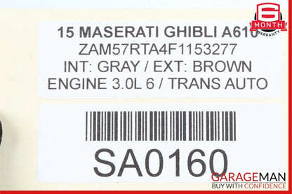 14-17 Maserati Ghibli Rear Right Complete Interior Door Trim Panel Assembly
