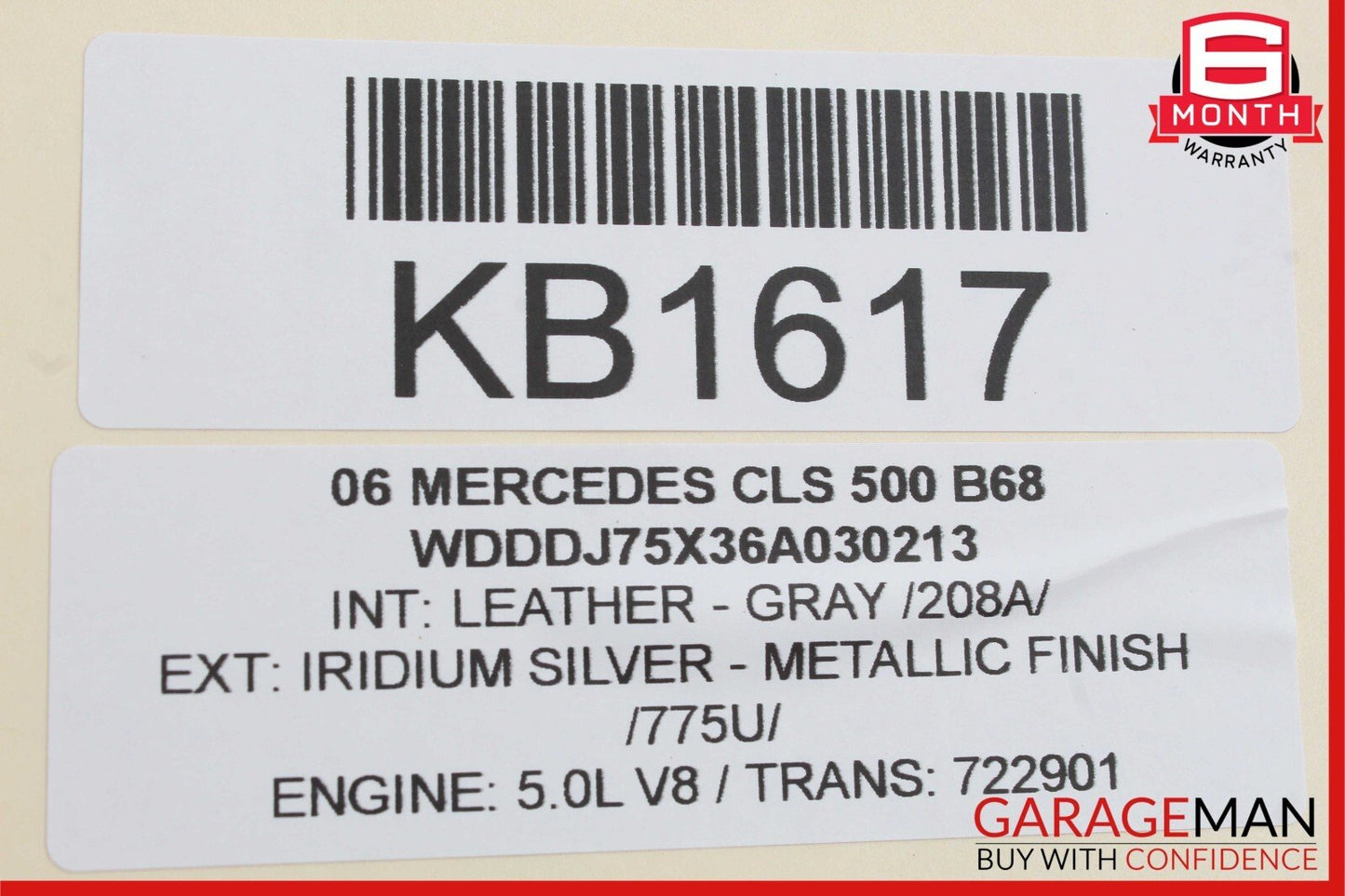06-11 Mercedes W219 CLS500 CLS550 CLS63 Interior Rear View Mirror Gray OEM