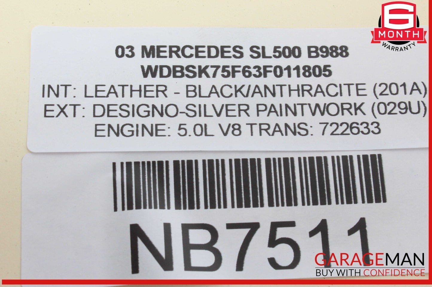 03-12 Mercedes R230 SL500 SL55 AMG Rear Trunk Lid Lock Latch Handle w/o Key