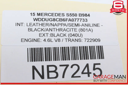 14-19 Mercedes W222 S550 C300 GLC300 Front Interior Rear View Mirror Black OEM