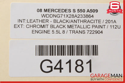 07-09 Mercedes W221 S550 S600 Interior Top Upper Rear View Mirror Gray OEM