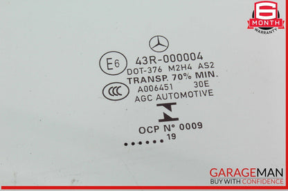 15-21 Mercedes W205 C300 C400 Rear Left Side Door Window Glass OEM