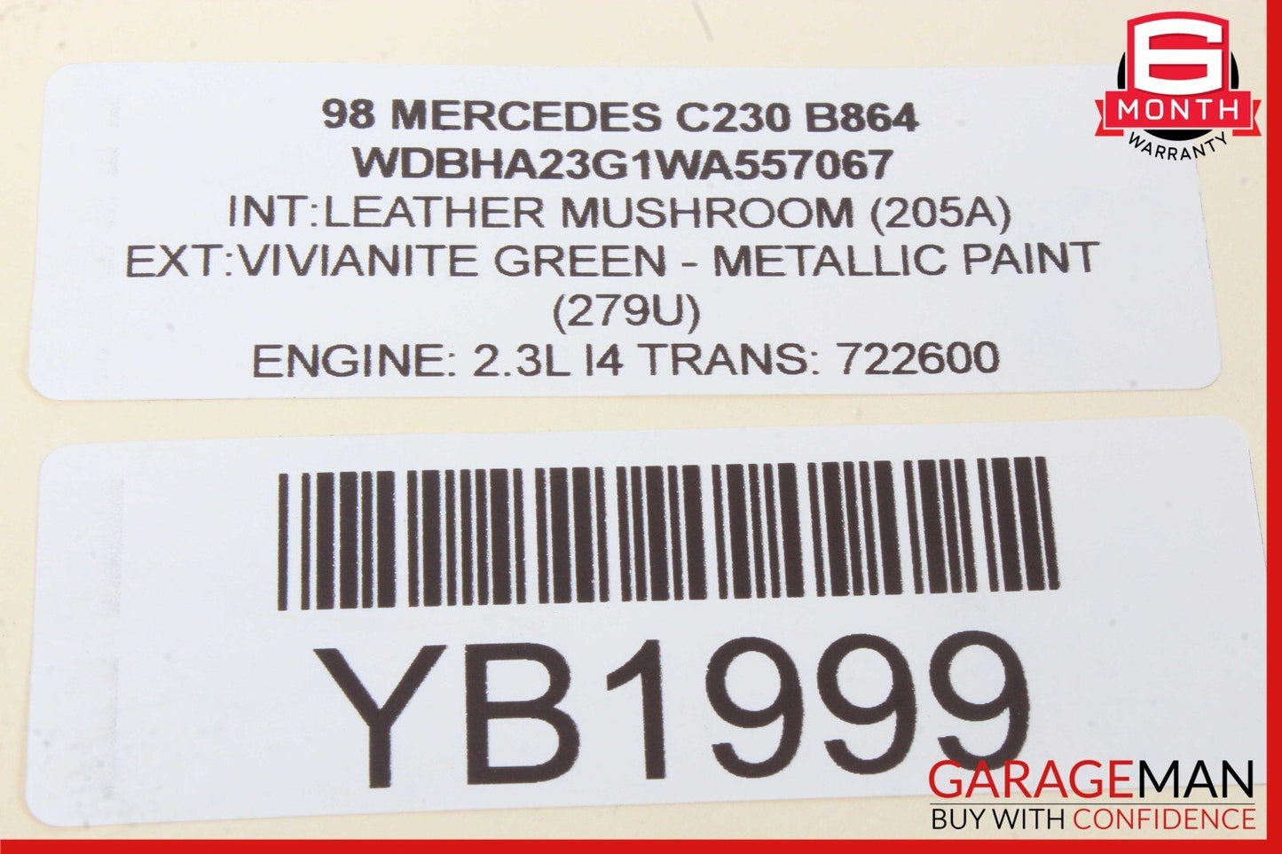 94-00 Mercedes W202 C230 Rear Left Side Seat Belt Retractor OEM