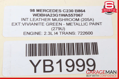 94-00 Mercedes W202 C230 Rear Left Side Seat Belt Retractor OEM