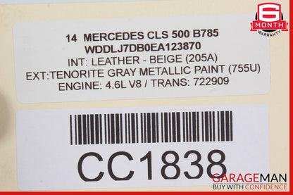 12-14 Mercedes W218 CLS550 Rear Left Driver Side Interior Door Panel OEM