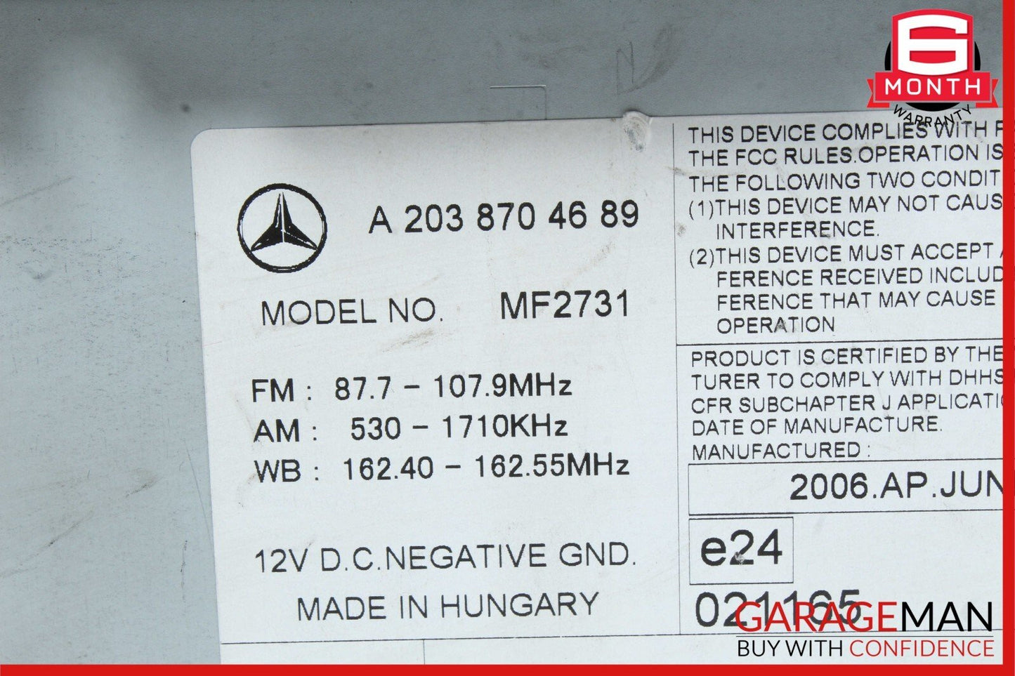 05-07 Mercedes W203 C230 AM FM Receiver Disc CD Player Headunit Head Unit OEM